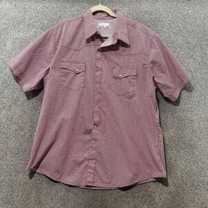 Wrangler Wrancher Western Shirt Men XL Geometric Short Sleeve Snap Button Rodeo